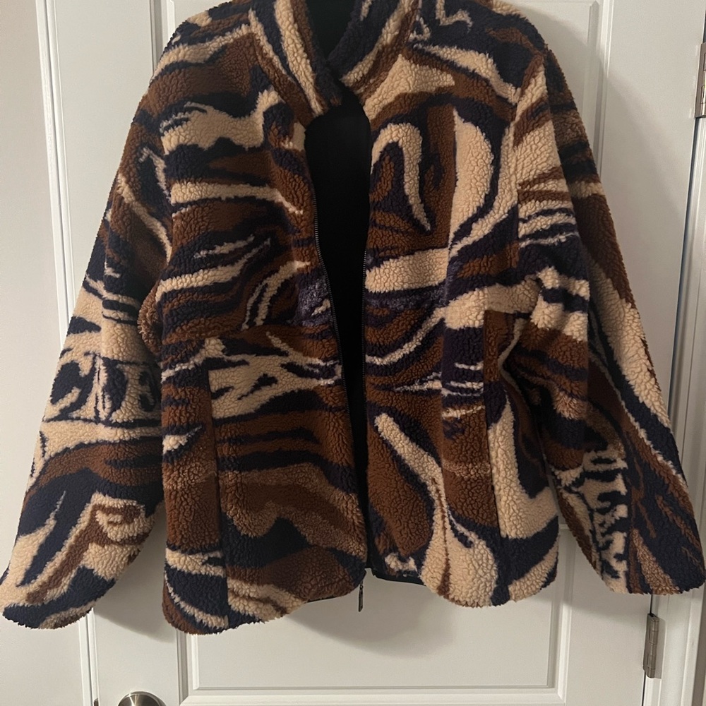Men's Cozy Brown and Blue Teddy Jacket